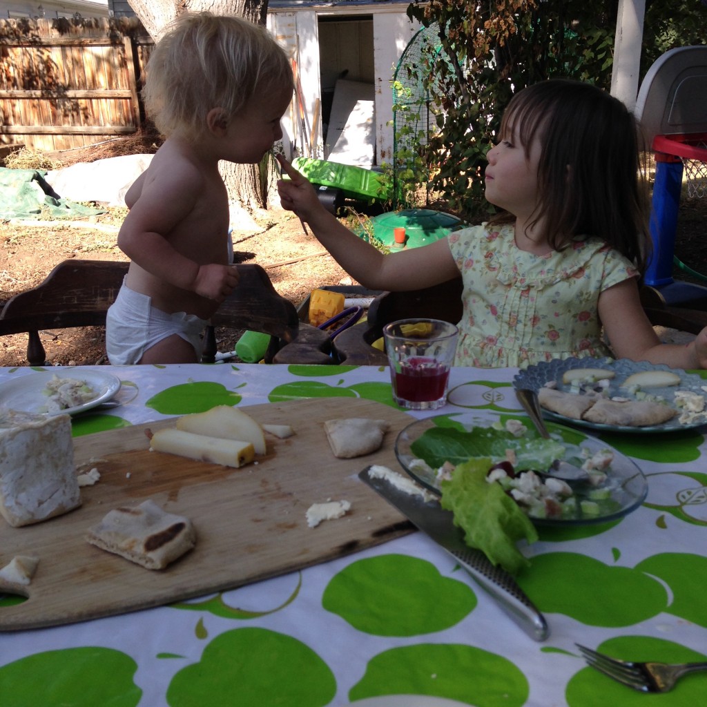 Feeding him Sonoma Chicken Salad.